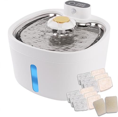 love qing di - Kabelloser Katzen-Wasserspender, 2,6 l/2,409.7 g Hunde-Wasserspender, Edelstahl-Tablett, leise Pumpe, batteriebetrieben mit Bewegungssensor, BPA-freier Haustier-Wasserspender mit 6 love qing di - Kabelloser Katzen-Wasserspender, 2,6 l/2,409.7 g Hunde-Wasserspender, Edelstahl-Tablett, leise Pumpe, batteriebetrieben mit Bewegungssensor, BPA-freier Haustier-Wasserspender mit 6 von love qing di