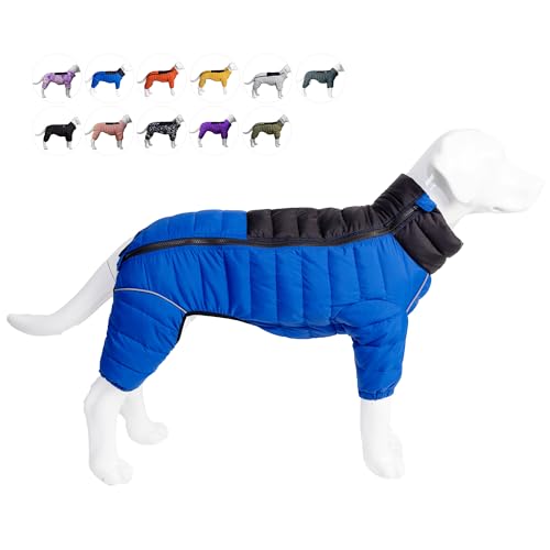 Dog Coat Dog Warm Jacket, 4 Legs Covered Waterproof Windproof Reflective Warm Dog Vest, Zippered Adjustable Outdoor Dog Snow Jacket for Small Medium Large Dogs Blue XXL von lovelonglong