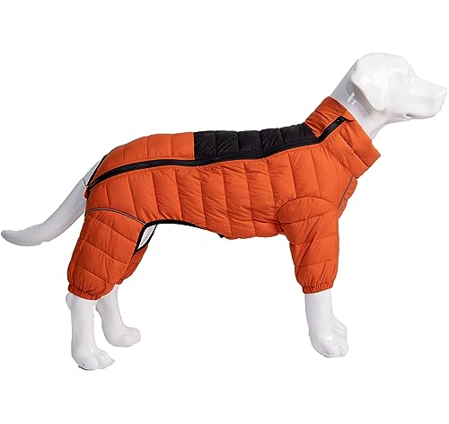 Dog Coat Dog Warm Jacket, 4 Legs Covered Waterproof Windproof Reflective Warm Dog Vest, Zippered Adjustable Outdoor Dog Snow Jacket for Small Medium Large Dogs Orange M von lovelonglong