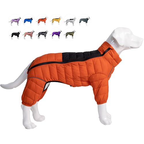 Dog Coat Dog Warm Jacket, 4 Legs Covered Waterproof Windproof Reflective Warm Dog Vest, Zippered Adjustable Outdoor Dog Snow Jacket for Small Medium Large Dogs Orange M von lovelonglong