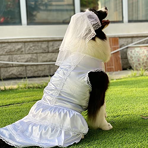 Hunde-Hochzeitskleid mit Kopfstücken, Luxus-Spitze, Hundebraut, Kostüm, weich, bequem, für Hochzeit, Partykleid, Braut, Haustierbekleidung für kleine, mittelgroße und große Hunde, weiß, XL von lovelonglong