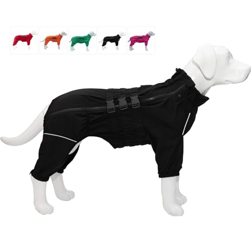 wasserdichte Hundejacke, leichte reflektierende Sicherheits-Hunderegenjacke, Winddichte und schneesichere Hundeweste für kleine, mittelgroße und große Hunde. Black XL von lovelonglong