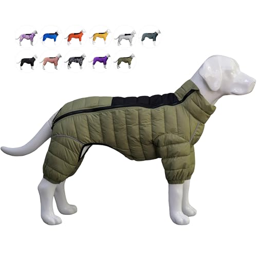 Hundemantel, warme Hundejacke, 4 Beine bedeckt, wasserdicht, Winddicht, reflektierende, warme Hundeweste, Hundeschneejacke für kleine, mittlere und große Hunde.Olive Green XL Hundemantel, warme Hundejacke, 4 Beine bedeckt, wasserdicht, Winddicht, reflektierende, warme Hundeweste, Hundeschneejacke für kleine, mittlere und große Hunde.Olive Green XL von lovelonglong