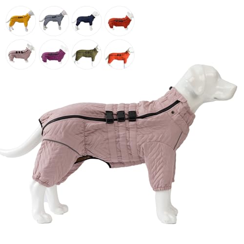 Hundemantel für den Winter, 4 Beine Bedeckter Winddichter Wasserdichter Reflektierender Hundemantel, Atmungsaktive warme Hundekleidung zum Skaten im Freien, Gehen Lotus Pink 3XL von lovelonglong