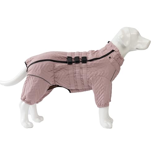 Hundemantel für den Winter, 4 Beine Bedeckter Winddichter Wasserdichter Reflektierender Hundemantel, Atmungsaktive warme Hundekleidung zum Skaten im Freien, Gehen Lotus Pink 4XL von lovelonglong