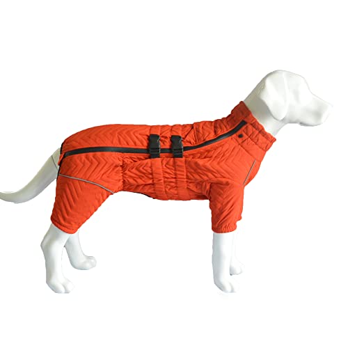 Hundemantel für den Winter, 4 Beine Bedeckter Winddichter Wasserdichter Reflektierender Hundemantel, Atmungsaktive warme Hundekleidung zum Skaten im Freien, Gehen Orange 5XL von lovelonglong