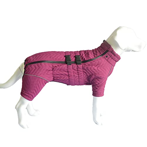Hundemantel für den Winter, 4 Beine Bedeckter Winddichter Wasserdichter Reflektierender Hundemantel, Atmungsaktive warme Hundekleidung zum Skaten im Freien, Gehen Purple XL von lovelonglong