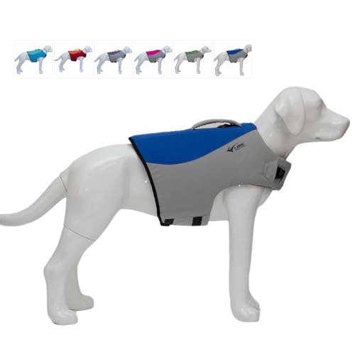 Hundeschwimmweste, Sport Style Hunde-Schwimmmantel mit ausgezeichnetem Auftrieb, stilvolle Hundeschwimmweste mit Rettungsgriff für kleine mittelgroße große Hunde blau XXL von lovelonglong