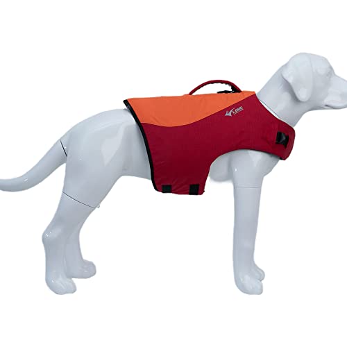 Hundeschwimmweste Sport Style Hunde-Schwimmmantel mit ausgezeichnetem Auftrieb, stilvolle Hundeschwimmweste mit Rettungsgriff für kleine mittelgroße große Hunde orange-rot S von lovelonglong