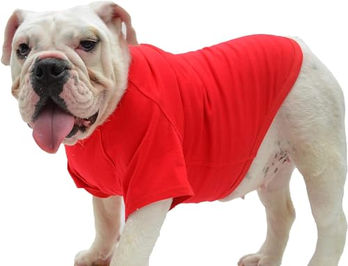 Lovelonglong 2019 Haustier-Kostüme für Welpen, Hunde, unbeschriftet, T-Shirt für große, mittelgroße und kleine Hunde, 100% Baumwolle, 18 Farben, B-S (for Bulldog/Beefy Dog), rot von lovelonglong