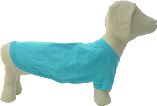 Lovelonglong 2019 Haustier-Kostüme für Welpen, Hunde, unbeschriftet, T-Shirt für große, mittelgroße und kleine Hunde, 100% Baumwolle, 18 Farben, D-XL (for Dachshund), türkis von lovelonglong