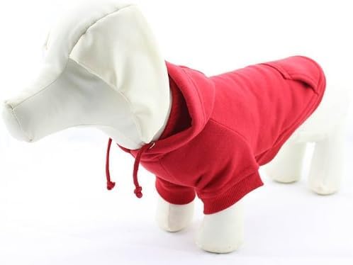 Lovelonglong Unbedrucktes Basic-Kapuzen-Sweatshirt für Hunde, 100% Baumwolle, passend für kleine, mittelgroße Dackel, große Hunde, Rot, Größe D-S von lovelonglong