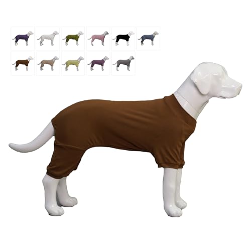 Lovelonglong Gerippter Hunde-Pyjama, Baumwolle, gestrickt, 4-Bein, für alle Jahreszeiten, warmer Haustier-Body für große, mittelgroße und kleine Hunde, Kaffee, Größe XS von lovelonglong