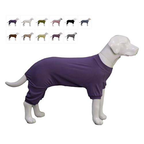 Lovelonglong Gerippter Hunde-Pyjama, Baumwolle, gestrickt, 4-Bein, für alle Jahreszeiten, warmer Haustier-Body für große, mittelgroße und kleine Hunde, Lila, Größe XXL von lovelonglong