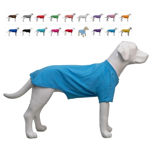 Lovelonglong Hund T-Shirt, 100% Baumwolle, Haustier T-Shirt, Hund-Unterhemd T-Shirts Für mittlere und große Hunde Lake-Blue XXL+ von lovelonglong