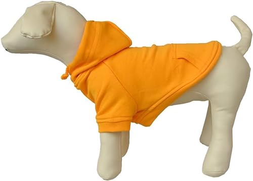 Lovelonglong Kapuzenpullover für Hunde, 100% Baumwolle, 12 Farben, 11 Größen, passend für kleine, mittelgroße Dackel, Größe S, Orange von lovelonglong