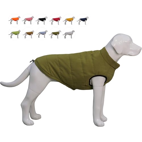 Lovelonglong wasserdichte Fleece-gefütterte Winterweste für Hunde - Knopf-Stil Hundemantel ArmyGreen S von lovelonglong