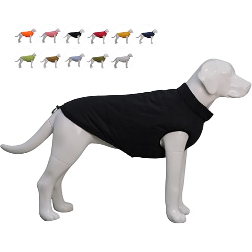 Lovelonglong wasserdichte Fleece-gefütterte Winterweste für Hunde - Knopf-Stil Hundemantel Black L von lovelonglong