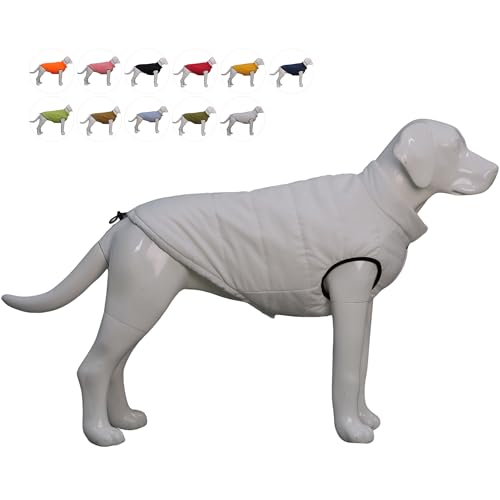 Lovelonglong wasserdichte Fleece-gefütterte Winterweste für Hunde - Knopf-Stil Hundemantel Offwhite XL von lovelonglong