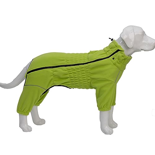 Warm Dog Coat, Windproof Dog Jacket for Small Medium Large Dogs, 4 Legged Fleece Dog Winter Coat Zippered Closure Dog Outdoor Jacket Green L von lovelonglong