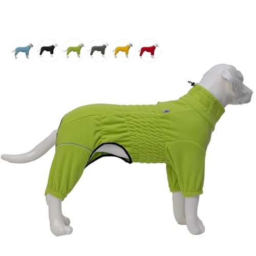 Warmer Hundemantel, Winddichte Hundejacke für kleine, mittlere und große Hunde, vierbeiniger Fleece-Hundewintermantel mit Reißverschluss, Hundeaussenjacke Green L von lovelonglong