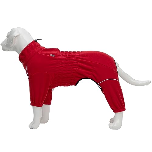 Warm Dog Coat, Windproof Dog Jacket for Small Medium Large Dogs, 4 Legged Fleece Dog Winter Coat Zippered Closure Dog Outdoor Jacket Red L von lovelonglong