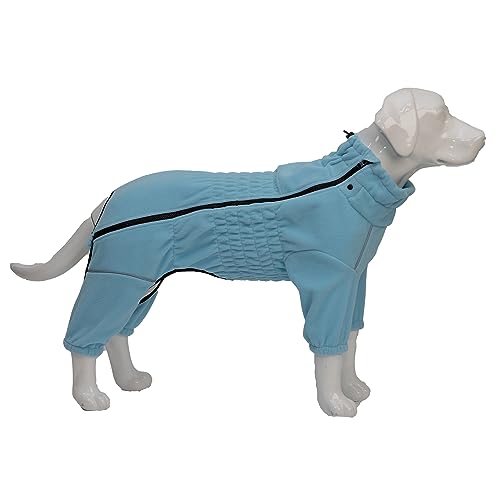 Warm Dog Coat, Windproof Dog Jacket for Small Medium Large Dogs, 4 Legged Fleece Dog Winter Coat Zippered Closure Dog Outdoor Jacket Turquoise L von lovelonglong