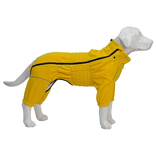 Warm Dog Coat, Windproof Dog Jacket for Small Medium Large Dogs, 4 Legged Fleece Dog Winter Coat Zippered Closure Dog Outdoor Jacket Yellow L von lovelonglong