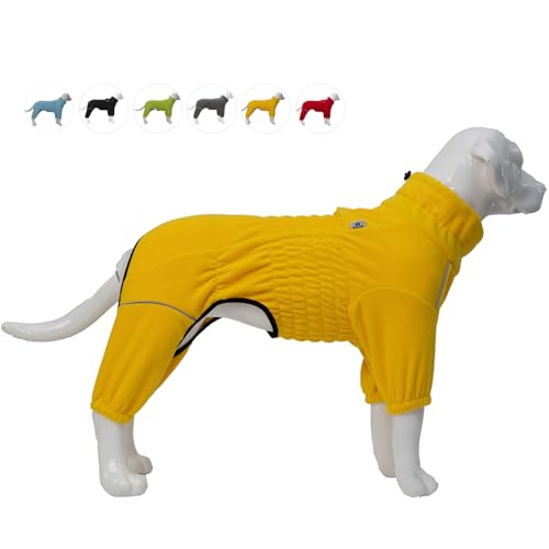 Warmer Hundemantel, Winddichte Hundejacke für kleine, mittlere und große Hunde, vierbeiniger Fleece-Hundewintermantel mit Reißverschluss, Hundeaussenjacke Yellow XL von lovelonglong