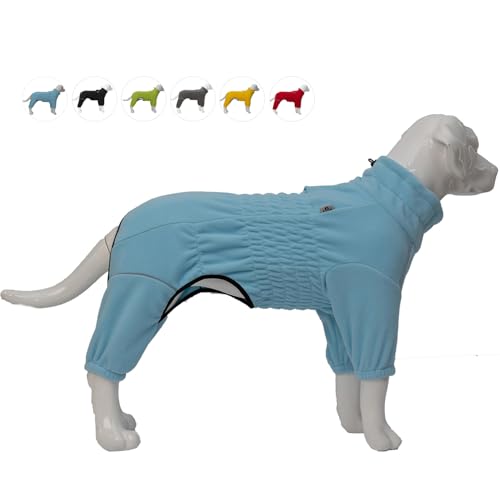 Warmer Hundemantel, Winddichte Hundejacke für kleine, mittlere und große Hunde, vierbeiniger Fleece-Hundewintermantel mit Reißverschluss, Hundeaussenjacke Turquoise S von lovelonglong