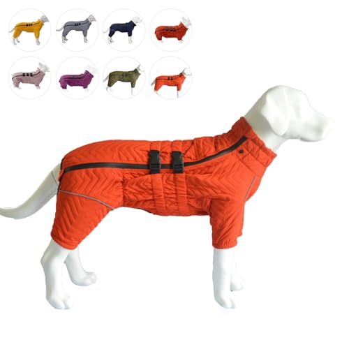 Warmer Hundemantel, doppellagige Hundeweste, Vier Beine bedeckt, Winddicht, wasserdicht, reflektierende warme Hundeweste, Outdoor-Schlittschuhkostüm für kleine, mittlere und große Hunde. Orange L von lovelonglong