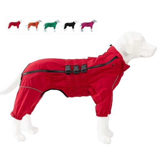 wasserdichte Hundejacke, leichte reflektierende Sicherheits-Hunderegenjacke, Winddichte und schneesichere Hundeweste für kleine, mittelgroße und große Hunde. Red 4XL von lovelonglong