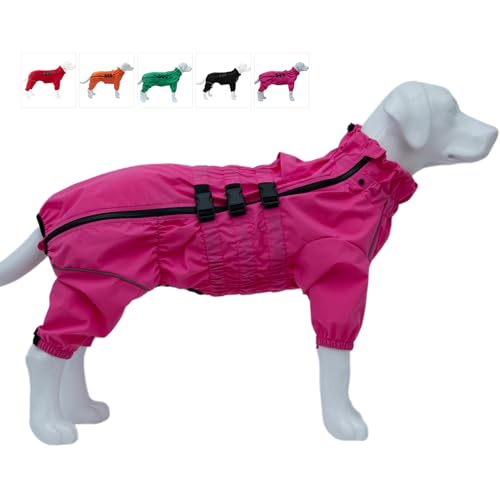 wasserdichte Hundejacke, leichte reflektierende Sicherheits-Hunderegenjacke, Winddichte und schneesichere Hundeweste für kleine, mittelgroße und große Hunde. Rosered XXXL von lovelonglong