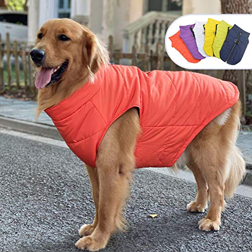 Winterweste mit Baumwollfutter, wasserdicht, ultra-warm, winddicht, mit Reißverschluss, atmungsaktiv, weicher Mantel für kleine bis XXL-Hunde, Orange Winterweste mit Baumwollfutter, wasserdicht, ultra-warm, winddicht, mit Reißverschluss, atmungsaktiv, weicher Mantel für kleine bis XXL-Hunde, Orange von lovelonglong