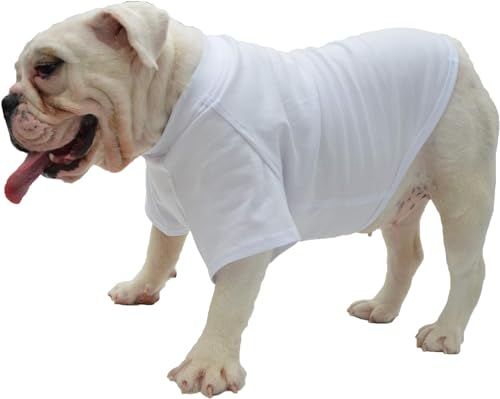 Lovelonglong Hund T-Shirt, 100% Baumwolle, Haustier T-Shirt, Hund-Unterhemd T-Shirts Für Französische Bulldoggen, Englische Bulldoggen, Möpse White B-M von lovelonglong