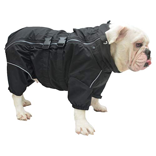 wasserdichte Hundejacke, leichte reflektierende Sicherheits-Hunderegenjacke, Winddichte und schneesichere Hundeweste für Bulldoggen Black B-S von lovelonglong