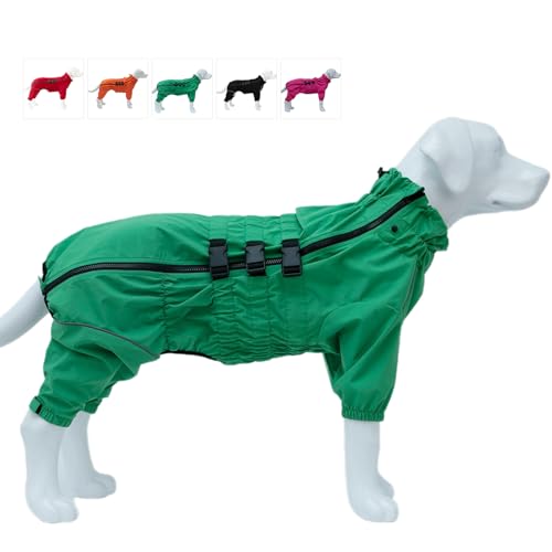 wasserdichte Hundejacke, leichte reflektierende Sicherheits-Hunderegenjacke, Winddichte und schneesichere Hundeweste für kleine, mittelgroße und große Hunde. Green XXXL von lovelonglong