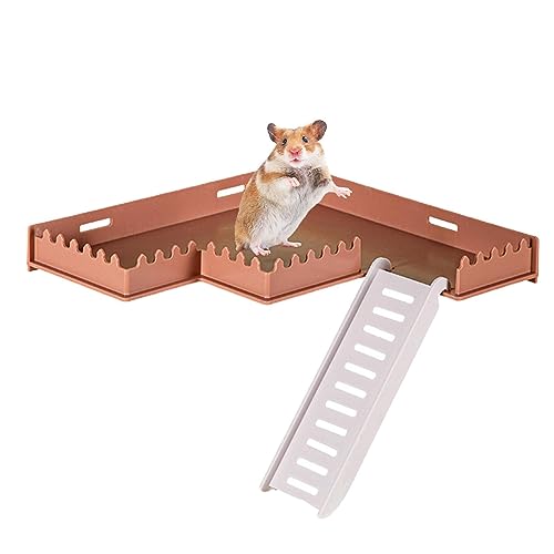 Hamsterplattform mit Leiter - PVC-Käfig-Spielplatzständer für Hamster,Kletterndes Kauspielzeug für Igel, Hamster, Streifenhörnchen, Eichhörnchen, Rennmäuse, Papageien, Chinchillas von lovemetoo