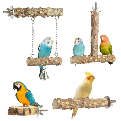 Vogelsitzstangen, 4 Stück, Naturholz, Vogelständer, Zweig, Vogelstange, Kaustab, Käfigzubehör, Papageien, Klettern, Stehäste, Pfotenschleifgabel-Sets für Sittiche, Nymphensittiche, Sittiche, Vogelsitzstangen, 4 Stück, Naturholz, Vogelständer, Zweig, Vogelstange, Kaustab, Käfigzubehör, Papageien, Klettern, Stehäste, Pfotenschleifgabel-Sets für Sittiche, Nymphensittiche, Sittiche, von lovyoCoCo