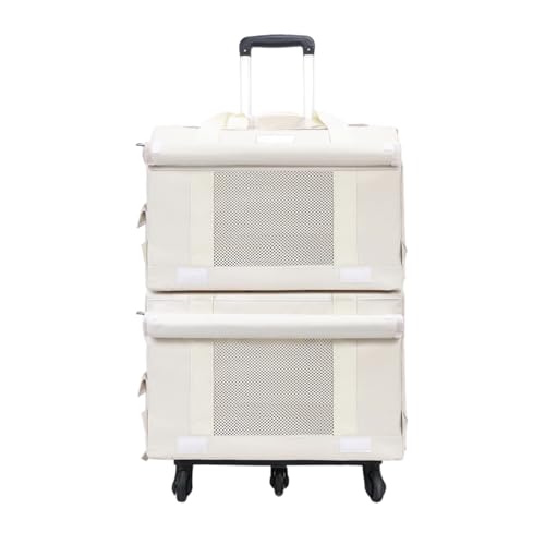 Loyimioo Combo Haustier-Tragetrolley Rucksack – abnehmbarer Griff, Räder und zwei Taschen für 2 kleine Haustiere, faltbare Katzen- und Hundetrage mit Stauraum, ideal für Reisen, Wandern, Einkaufen von loyimioo