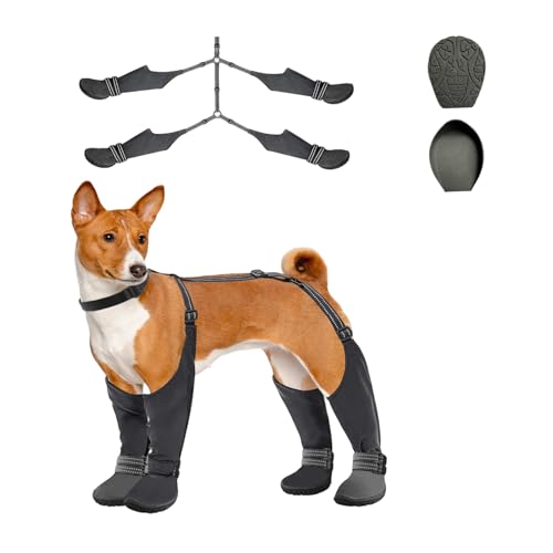 loyimioo Wasserdichte Hundeschuhe mit rutschfester Naturkautschuk-Sohle und All-in-One-Leggings, sichere Passform für Pfotenschutz, Größe S von loyimioo