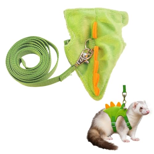 Dinosaurier-förmiges Frettchen-Geschirr und Leine, Set mit Igel, Hamster, Leine, Meerschweinchen, verstellbar, Hamsterkleidung, Outfits, Igel-Zubehör, Grün Dinosaurier-förmiges Frettchen-Geschirr und Leine, Set mit Igel, Hamster, Leine, Meerschweinchen, verstellbar, Hamsterkleidung, Outfits, Igel-Zubehör, Grün von luchike