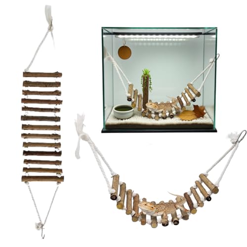 luchike Bartagamen-Hängematte, Reptilienbrücke für Terrarium, Bartdrache, Tankzubehör, Chamäleon-Käfigzubehör, Reptilien-Kletterdekoration für Eidechse, Gecko, Schildkröte, Frosch, 2 Stück luchike Bartagamen-Hängematte, Reptilienbrücke für Terrarium, Bartdrache, Tankzubehör, Chamäleon-Käfigzubehör, Reptilien-Kletterdekoration für Eidechse, Gecko, Schildkröte, Frosch, 2 Stück von luchike