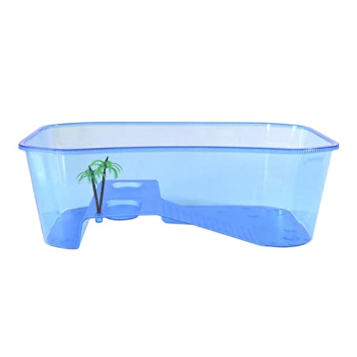 Aquarium Schildkröten/Aquarien Futterbox Reptilienaquarium Schildkröten mit Sonnenschirm Wassertank Zuchtfutter Werkzeuge Terrarium Schildkröte (Color : Blauw) von luckxuan