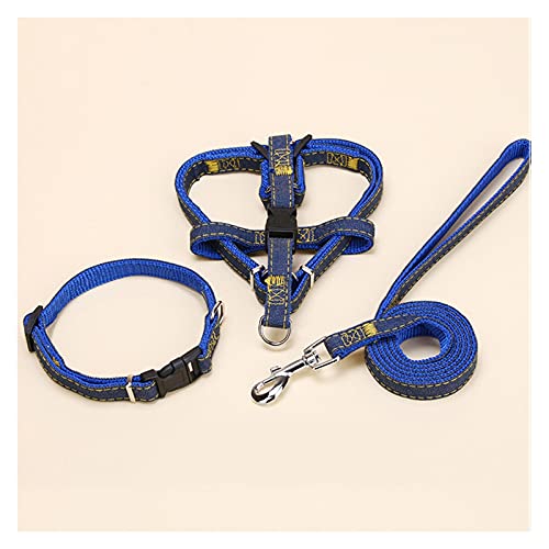 Dog Leash/Hundeleinen Welpen Chihuahua Leine Set laufende Schulungsprodukte Hundehalsband Nylon Cowboy Hund Zubehör Kabelbaum Weste Starke Haustierleine Seil Hunde Leine (Color : Blauw, Size : Small von luckxuan