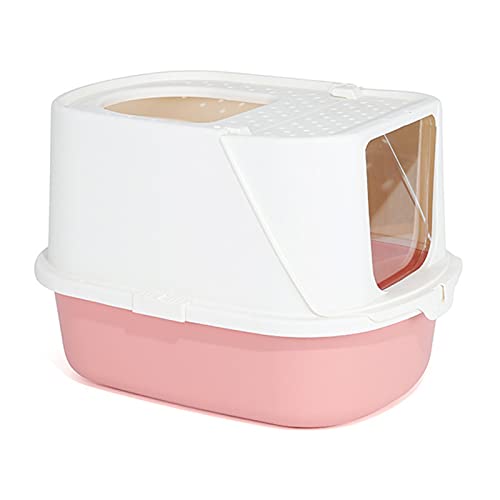 Katzentoilette Bedeckte Wurf Box Große Kapuze □ Katze Wurf Box Geschlossene und abnehmbare Katze Toilette, 57 cm × 43,6 cm × 38,2 cm Katzentoiletten (Color : Pink) von luckxuan