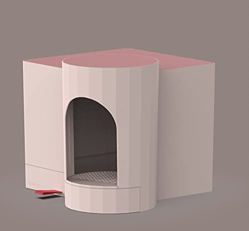 Katzentoilette Total eingeschlossener Typ Vollautomatischer Induktionslampe Katze-WC Modulare Holzkornkatze-Wurf-Becken-Haustierbedarf Cat-Wurf-Box Katzentoiletten (Color : Pink) von luckxuan