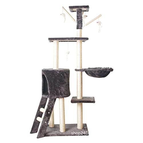 Kratzbaum/Kratzbäume Katzenklettergerüst integriertes Katzenstreu Kratzbaumturm Katzenregal große Spielzeugsprungplattform Katzenbedarf Katzen Kratzbäume (Color : Dark Grey) von luckxuan