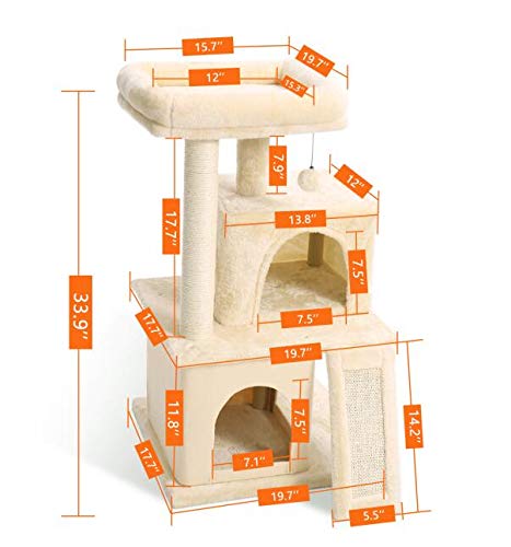 Kratzbaum/Kratzbäume Luxuskatze-Wohnungmöbel, mehrschichtiger Turm mit Perch-Hängemattengrabbar, um Ballbass, volles Paket, mit Ersatzteilen zu fangen, mit Ersatzteilen, geeignet for Katzen, um Spielz von luckxuan