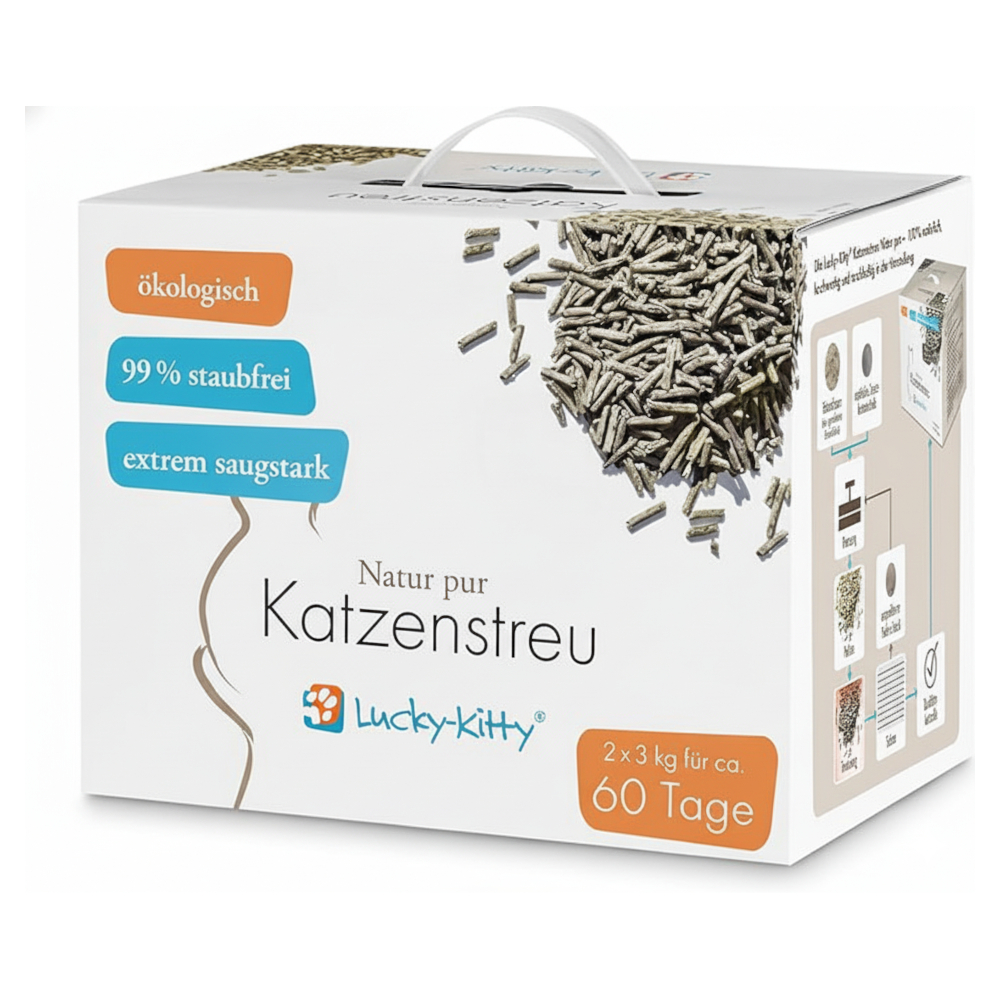 Lucky Kitty Katzenstreu "Natur Pur"  – Grüner-Tee-Duft - 6 kg von lucky kitty